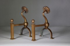 Dr. C. Dresser for Benham & Froud (stamped Mark). A Pair of Aesthetic Movement Brass Fire Dogs - Thumbnail 6