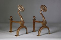 Dr. C. Dresser for Benham & Froud (stamped Mark). A Pair of Aesthetic Movement Brass Fire Dogs - Thumbnail 8