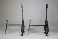 C. R. Ashbee for the Guild of Handicraft, attributed. An Early Pair of Hand Wrought Iron & Copper Fire Dogs - Thumbnail 6
