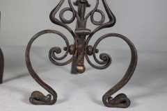 C. R. Ashbee for the Guild of Handicraft, attributed. An Early Pair of Hand Wrought Iron & Copper Fire Dogs - Thumbnail 15