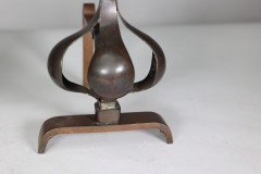 A Pair of Arts & Crafts Copper & Bronze Fire Dogs with Pyramid Style Finials - Thumbnail 17