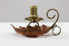 Arts and Crafts c.1900 Pair of Copper and Brass Lily Pad Candle Night Lights - Thumbnail 5