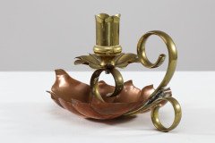 Arts and Crafts c.1900 Pair of Copper and Brass Lily Pad Candle Night Lights - Thumbnail 6
