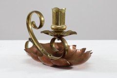 Arts and Crafts c.1900 Pair of Copper and Brass Lily Pad Candle Night Lights - Thumbnail 7