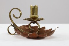 Arts and Crafts c.1900 Pair of Copper and Brass Lily Pad Candle Night Lights - Thumbnail 8
