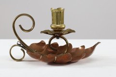 Arts and Crafts c.1900 Pair of Copper and Brass Lily Pad Candle Night Lights - Thumbnail 9