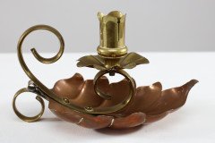 Arts and Crafts c.1900 Pair of Copper and Brass Lily Pad Candle Night Lights - Thumbnail 10