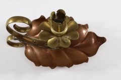 Arts and Crafts c.1900 Pair of Copper and Brass Lily Pad Candle Night Lights - Thumbnail 11