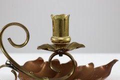 Arts and Crafts c.1900 Pair of Copper and Brass Lily Pad Candle Night Lights - Thumbnail 15
