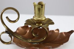 Arts and Crafts c.1900 Pair of Copper and Brass Lily Pad Candle Night Lights - Thumbnail 16