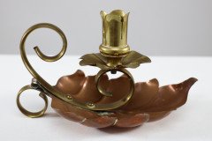 Arts and Crafts c.1900 Pair of Copper and Brass Lily Pad Candle Night Lights - Thumbnail 18