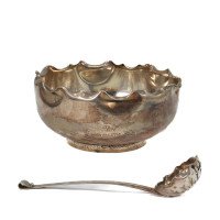 Hukin & Heath (Dr. C. Dresser Style) – Silver-Plated Sugar Bowl and Sifting Spoon