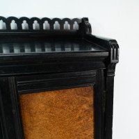 Collinson & Walton. An Aesthetic Movement Burr Walnut & Ebonized Music Cabinet - Thumbnail 8