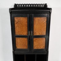 Collinson & Walton. An Aesthetic Movement Burr Walnut & Ebonized Music Cabinet - Thumbnail 9