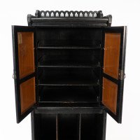 Collinson & Walton. An Aesthetic Movement Burr Walnut & Ebonized Music Cabinet - Thumbnail 10