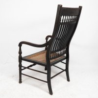 E. W. Godwin for William Watt. An Aesthetic Movement Tall Back Ebonized Armchair - Thumbnail 17