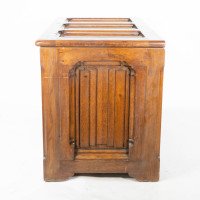 Large Gothic Revival Style Carved Oak Blanket Chest in the Style of A. W. N. Pugin - Thumbnail 3
