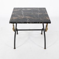 Maison Jansen. A Black Marble Top with Gold & Silver Veins Coffee Table - Thumbnail 4