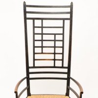 James Plucknett, attributed. Probably for Collier & Plucknett. An Exaggerated High Back Anglo-Japanese Ebonized Armchair - Thumbnail 8
