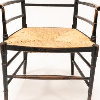James Plucknett, attributed. Probably for Collier & Plucknett. An Exaggerated High Back Anglo-Japanese Ebonized Armchair - Thumbnail 13