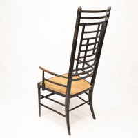 James Plucknett, attributed. Probably for Collier & Plucknett. An Exaggerated High Back Anglo-Japanese Ebonized Armchair - Thumbnail 18