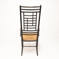James Plucknett, attributed. Probably for Collier & Plucknett. An Exaggerated High Back Anglo-Japanese Ebonized Armchair - Thumbnail 19