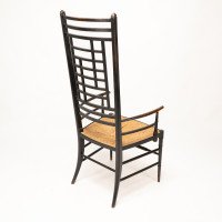 James Plucknett, attributed. Probably for Collier & Plucknett. An Exaggerated High Back Anglo-Japanese Ebonized Armchair - Thumbnail 20