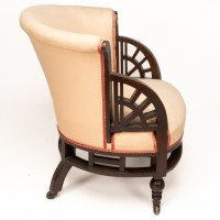 E. W. Godwin, attributed. An Anglo-Japanese White Circular Armchair with Fan Shaped Arms - Thumbnail 4
