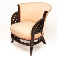 E. W. Godwin, attributed. An Anglo-Japanese White Circular Armchair with Fan Shaped Arms - Thumbnail 3