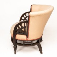 E. W. Godwin, attributed. An Anglo-Japanese White Circular Armchair with Fan Shaped Arms - Thumbnail 5