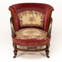 E. W. Godwin, attributed. An Anglo-Japanese Circular Armchair with Fan Shaped Arms - Thumbnail 2