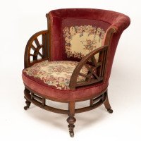 E. W. Godwin, attributed. An Anglo-Japanese Circular Armchair with Fan Shaped Arms - Thumbnail 3