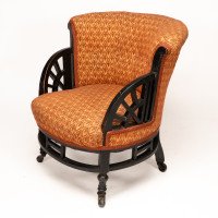 E. W. Godwin, attributed. An Anglo-Japanese Circular Armchair with Fan Shaped Arms #3 - Thumbnail 3