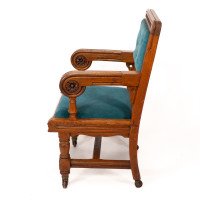 Bruce Talbert for Gillow and Co. – Gothic Revival Armchairs in Blue Upholstery - Thumbnail 7