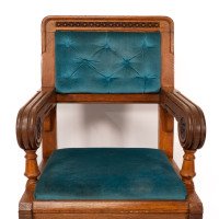 Bruce Talbert for Gillow and Co. – Gothic Revival Armchairs in Blue Upholstery - Thumbnail 8