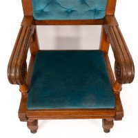 Bruce Talbert for Gillow and Co. – Gothic Revival Armchairs in Blue Upholstery - Thumbnail 9