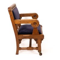 Bruce Talbert for Gillow and Co. – Gothic Revival Armchairs in Blue Upholstery - Thumbnail 14