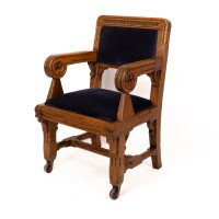 Bruce Talbert for Gillow and Co. – Gothic Revival Armchairs in Blue Upholstery - Thumbnail 13