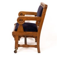 Bruce Talbert for Gillow and Co. – Gothic Revival Armchairs in Blue Upholstery - Thumbnail 15