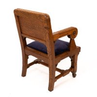 Bruce Talbert for Gillow and Co. – Gothic Revival Armchairs in Blue Upholstery - Thumbnail 16