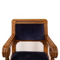 Bruce Talbert for Gillow and Co. – Gothic Revival Armchairs in Blue Upholstery - Thumbnail 17