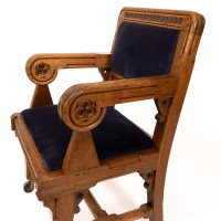 Bruce Talbert for Gillow and Co. – Gothic Revival Armchairs in Blue Upholstery - Thumbnail 19