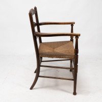 Morris and Co. A rare Arts and Crafts ladder back rush seat armchair - Thumbnail 4