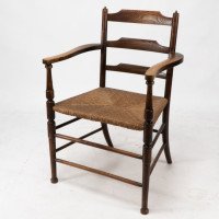 Morris and Co. A rare Arts and Crafts ladder back rush seat armchair - Thumbnail 3