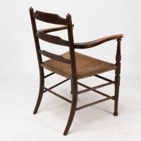 Morris and Co. A rare Arts and Crafts ladder back rush seat armchair - Thumbnail 6