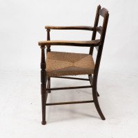 Morris and Co. A rare Arts and Crafts ladder back rush seat armchair - Thumbnail 5