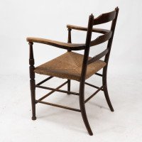 Morris and Co. A rare Arts and Crafts ladder back rush seat armchair - Thumbnail 8