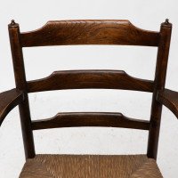 Morris and Co. A rare Arts and Crafts ladder back rush seat armchair - Thumbnail 9