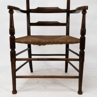 Morris and Co. A rare Arts and Crafts ladder back rush seat armchair - Thumbnail 12
