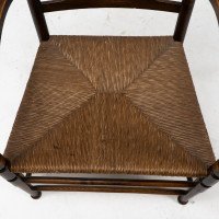 Morris and Co. A rare Arts and Crafts ladder back rush seat armchair - Thumbnail 11